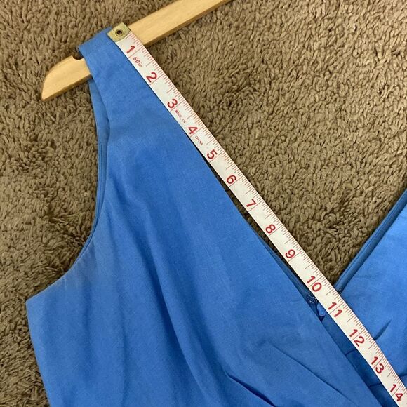 Lauren Ralph Lauren Blue Linen Drop Waist Pleated Skirt Dress size 14 Summer - Picture 12 of 12